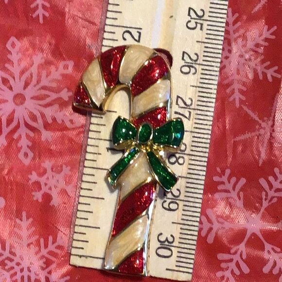 Vintage enamel, candy, cane, brooch - Picture 1 of 3